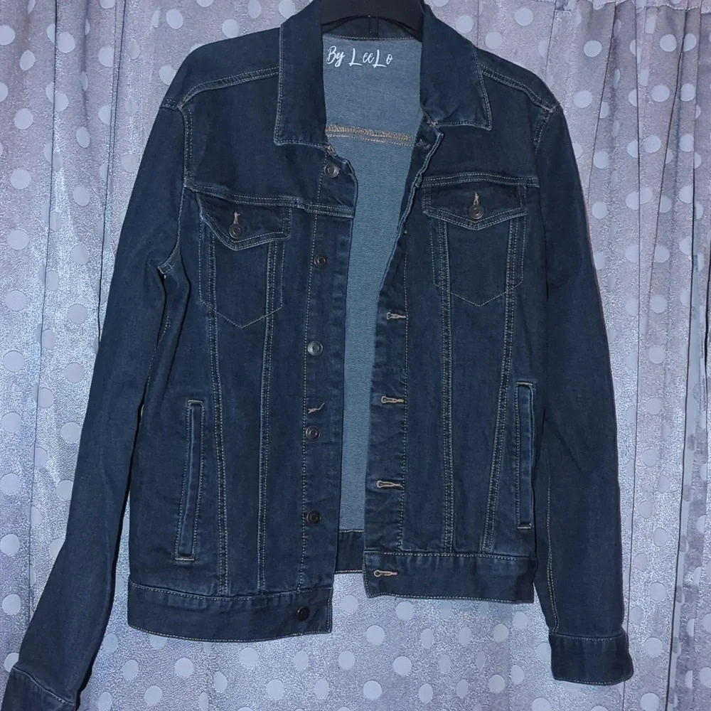 Design by LEE LO Dark Denim Jacket with IUP on the Back Med